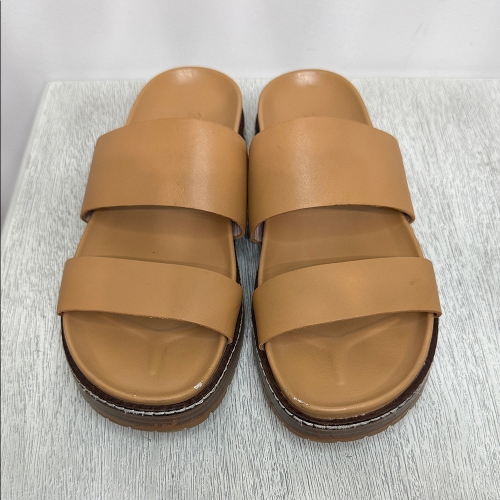 Madewell Size 6 The Charley Double-Strap Slide Camel Leather Sandals - Picture 4 of 11